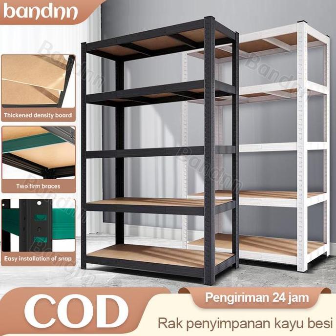 COD UPSEN Homedoki Rak Penyimpanan Kayu Komposit Multi-lapis Tahan Air & Minyak Besi Siku 6 Susun Uk