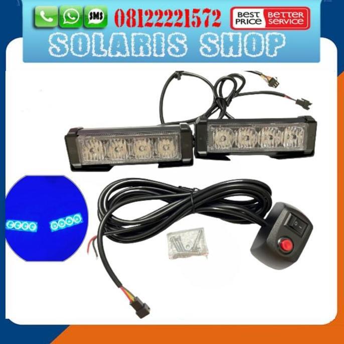 Promo Lampu Led Strobo Polisi/Strobo Set/Strobo 4 Titik/Strobo Motor Mobil+.