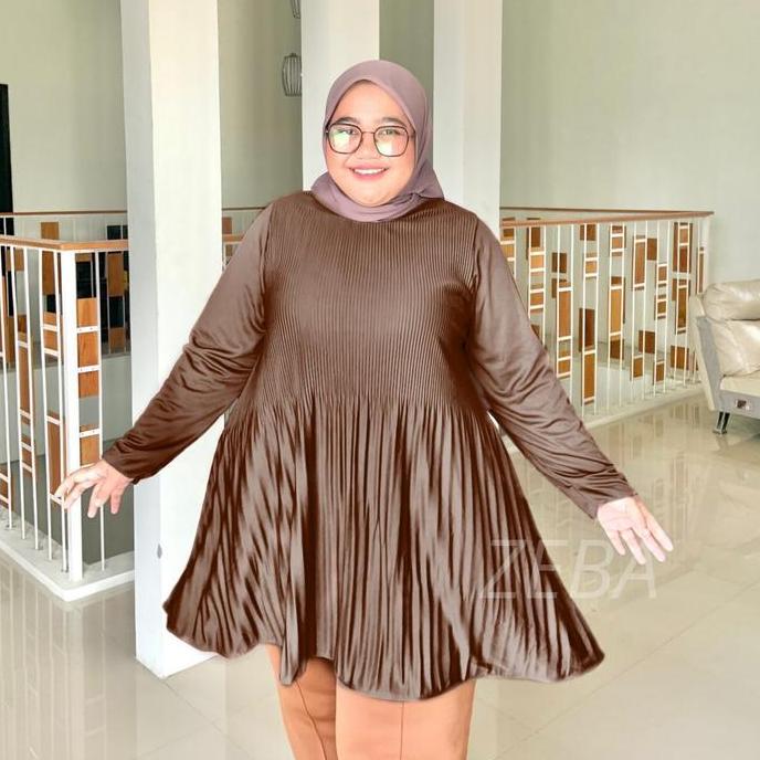 Newrelig- Zeba | Yurike Tunik Plisket Mayung Muat Bb 60 - 160 Kg Bahan Kaos Plisket Melar Tebal Ngga
