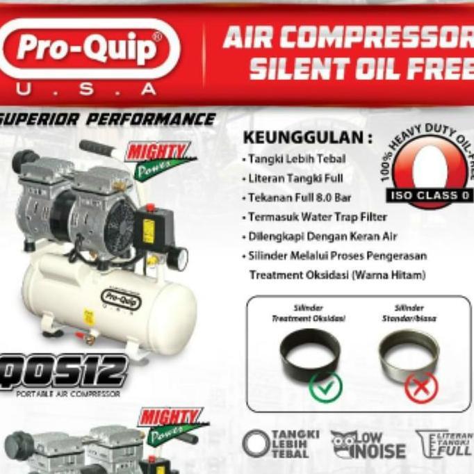 Kualitas terbaik] Kompresor Portabel Silent Tanpa Oli PROQUIP 0.75hp QOS12 Lakoni Fresco