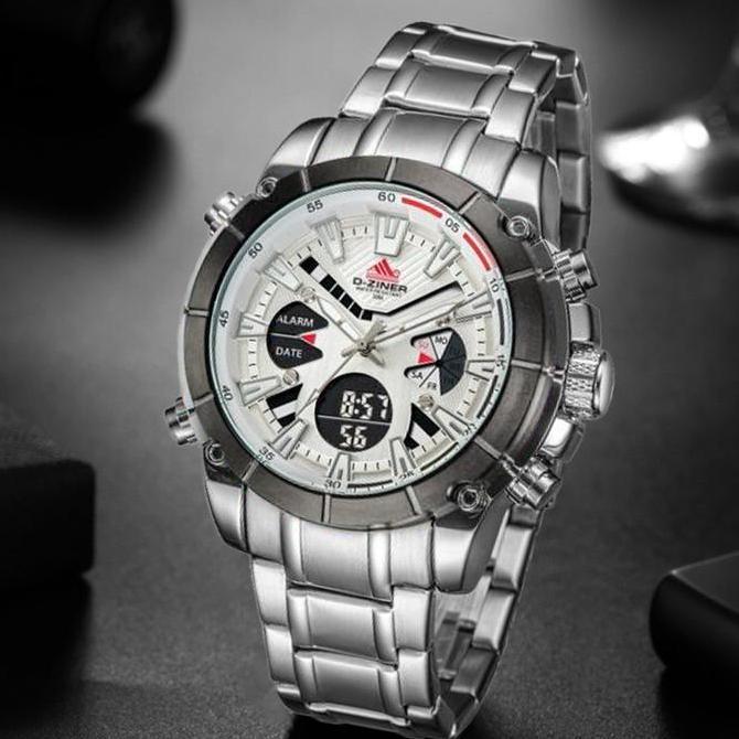 AFRANEKSOO - DZINER JAM TANGAN PRIA DOUBLE TIME 8258 TALI RANTAI STAINLESS STEEL ORIGINAL WATER RESI