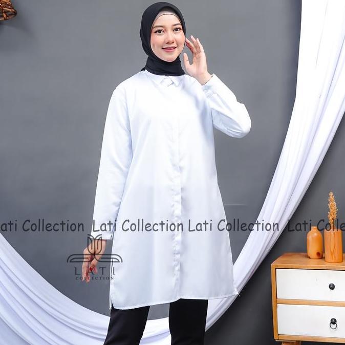 Newrelig- Tunik Putih Toyobo Premium Wanita Lengan Panjang