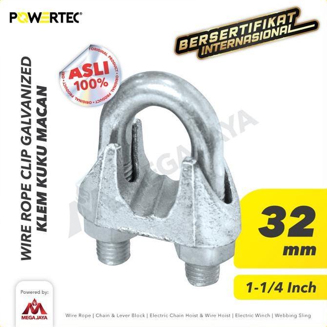 Bst Ready Powertec Wire Rope Clip / Klem Seling Kuku Macan Galv 30-32Mm - 1-1/4" Best Seller