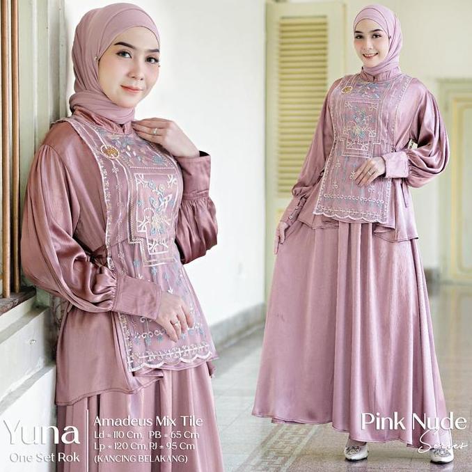 Newrelig- Yuna Set Rok Wanita Armadeus Mix Tile Motif Polos Ootd Outfit Kece Berhijab Jumbo Style