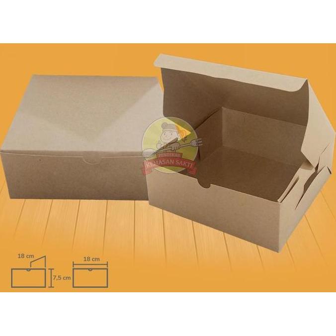 Baru- Paper Kraft Box Nasi / Dus Nasi Coklat 18X18 / Box Snack Kue Hidangan