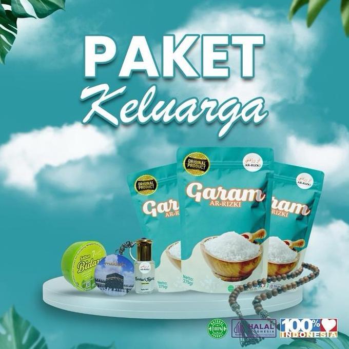 Bersih- Ar-Rizki Paket Keluarga Garam Terapi 275Gr Bonus Sabun Bidara Souvenir & Parfum Kasturi 6Ml 