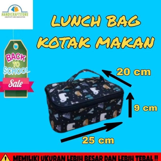 Baru- Tas Bekal Kanvas Lucu Untuk Makanan Anak Dan Dewasa - Model Kotak Lunchbag Tas Bekal Makan Kot