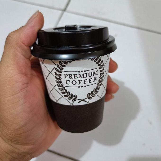 Gelas kertas 1 set isi 50 pcs 9 oz (Gelas + Tutup + Sedotan) / paper cup oz / cup coffee / gelas kop