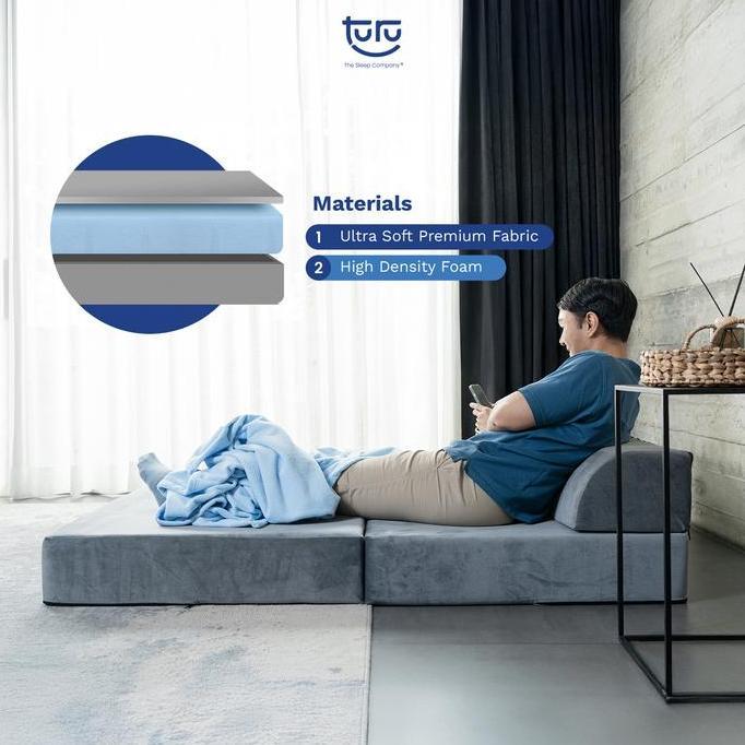 Instan- Turu Sofa Bed 2In1 Uk. 120X190 Turu Minimalis Grey / Trifold Kasur Sofa