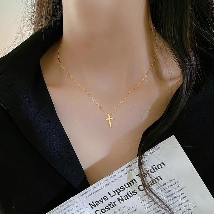 Acckita- Set Gelang Dan Kalung Rosario Unisex Titanium Lapis Emas Asli Anti Karat Anti Pudar Anti Lu