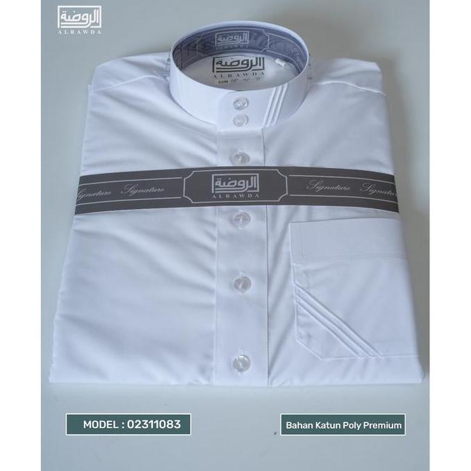 Alrawda By Alharamain Jubah / Gamis Pria Dewasa Slimfit Premium Series (1083) | Putih | Putih Tulang