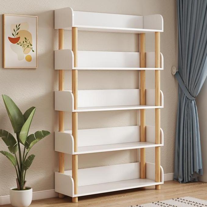 Rak Buku Minimalis 6 Tingkat Rak Makanan Ringan Lemari Buku Kayu Rak Buku Minimalis Kayu