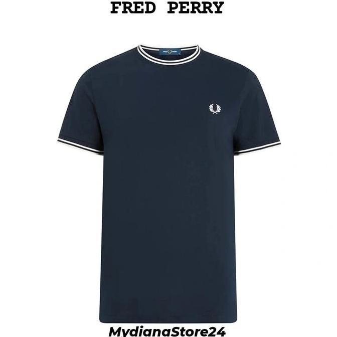 FRED PERRY MEN'S - FRED PERRY TWIN TIPPED T-SHIRT - NAVY