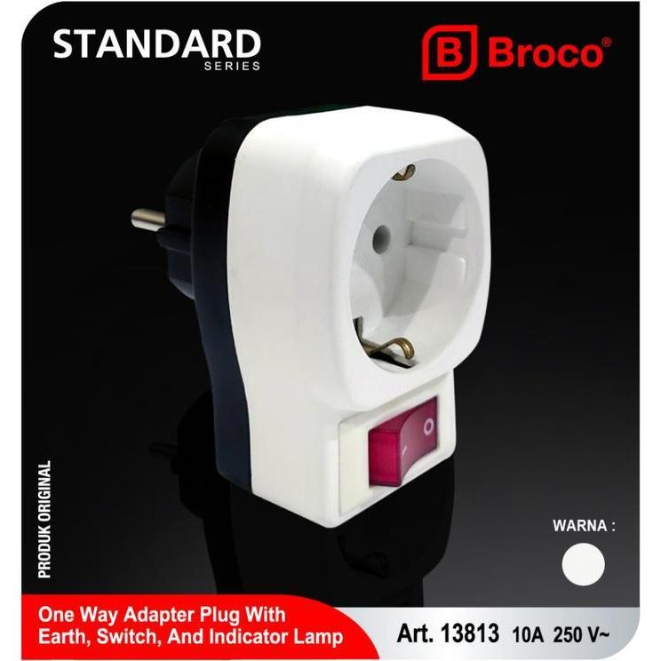 Broco Stop Kontak Outbow Stop Kontak Saklar Tusuk Kontak 1 Cabang Dengan Arde, Saklar Dan Lampu (138