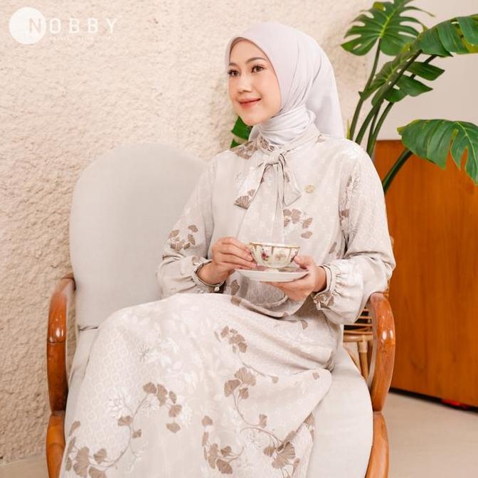 Nobby Heera Dress Gamis Wanita Muslim Bahan Woolpeach Premium Busui Wudhu Friendly