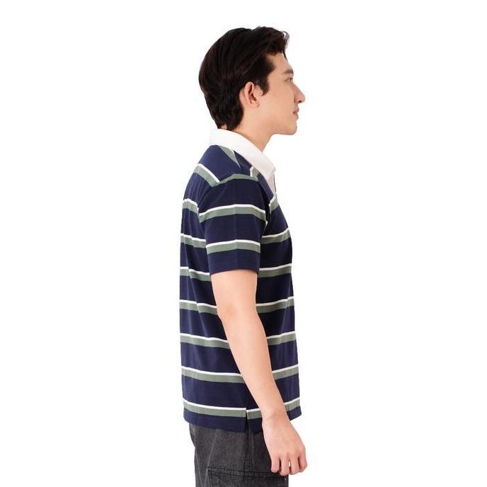 POSHBOY Laredo Rugby Style Kaos Polo Pria I Kaos Polo Pria motif Garis Navy I Kaos Polo