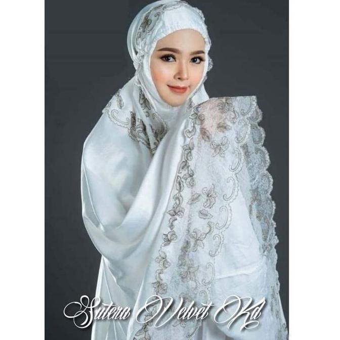 Mukena Sutra Velvet Bahan Adem, Mukena Putih Terlaris