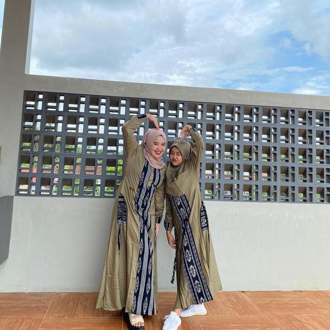 Kidsrelig- Gamis Amanda Nabila Kids & Remaja Set Hijab Rayon Twill Premium Mix Kain Tenun Troso Moti