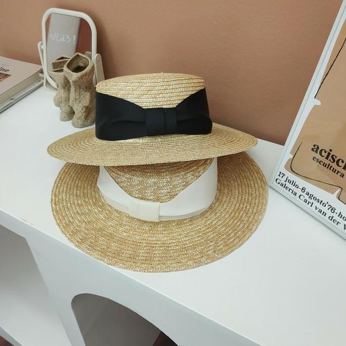 RIVER HAT / summer hat woman premium / topi boater lebar wanita / topi pantai wanita / straw hat rib