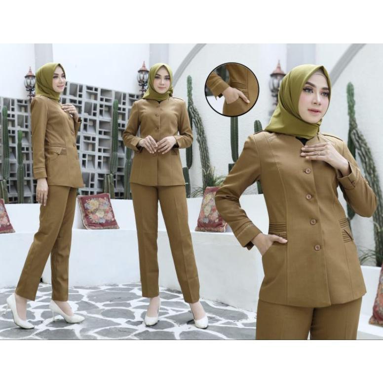Termurah Seragam Kerja Blazer Wanita Elponte / Baju Pns Pemda Free Hijab