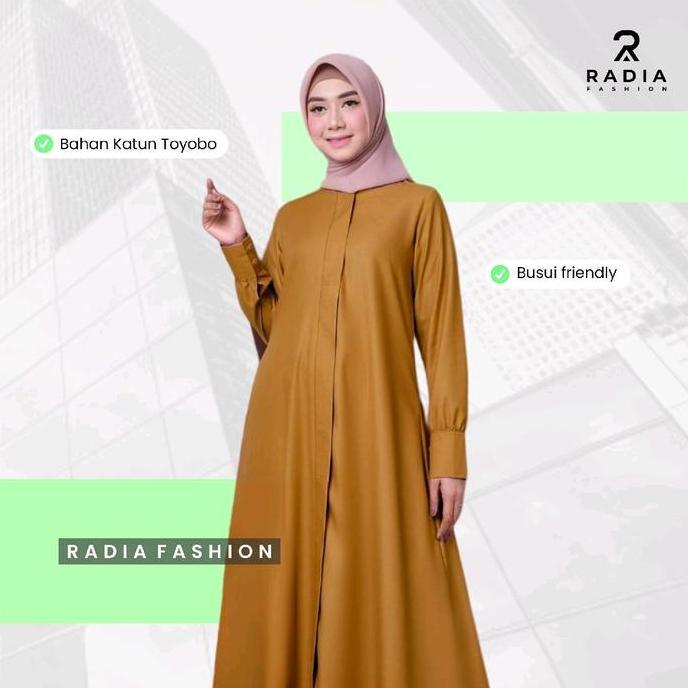 Radiafashion Gamis Toyobo Premium Polos Hitam Navy Katun Wanita Muslim Atasan Formal Nyaman - Dress