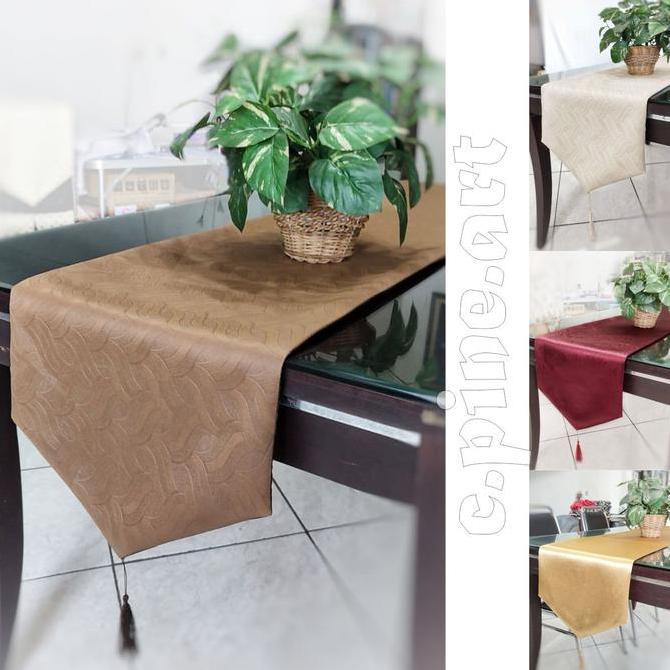 Super Murah, Taplak Meja Makan 6 Kursi / 8 Kursi / Table Runner Bahan Kain Polos Emboss / Taplak Mej