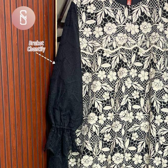 Myshawl Haima Gamis Brukat Bordir Resleting Depan Bahan Syakila Premium Size 2Xl 3Xl 5Xl Dress Musli