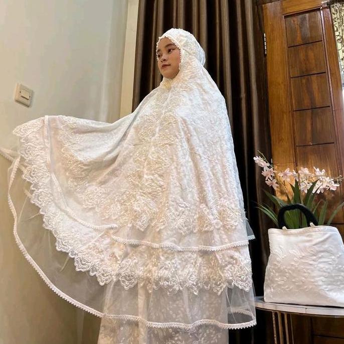 (Mukena Sutra Premium) Mukena Dewasa Sutra Paris Ori Renda Payet Kd Umpak Tille Mukena Sutra Adem Me