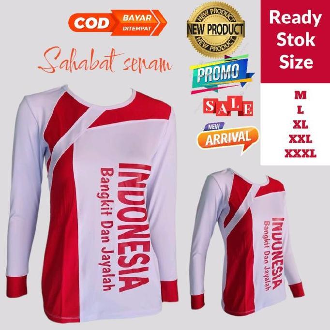 Lngsungkirim- Atasan Aja Baju Olah Raga Wanita Indonesia Merah Putih Baju Sport