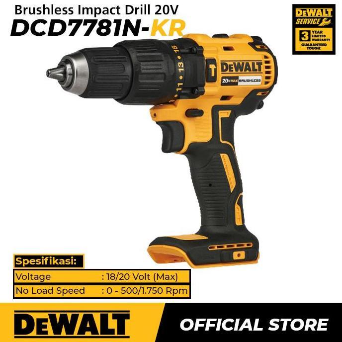 Promo Dewalt Brushless Impact Drill / Bor Impact Baterai DCD7781N UNIT ONLY Diskon