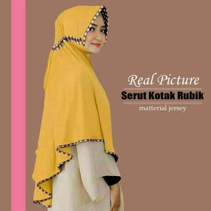 Thegirlrelig- Jilbab Serut Kotak Besar Kerudung Wanita Serut Inayah Kotak Hijab Instan Serut Jumbo J