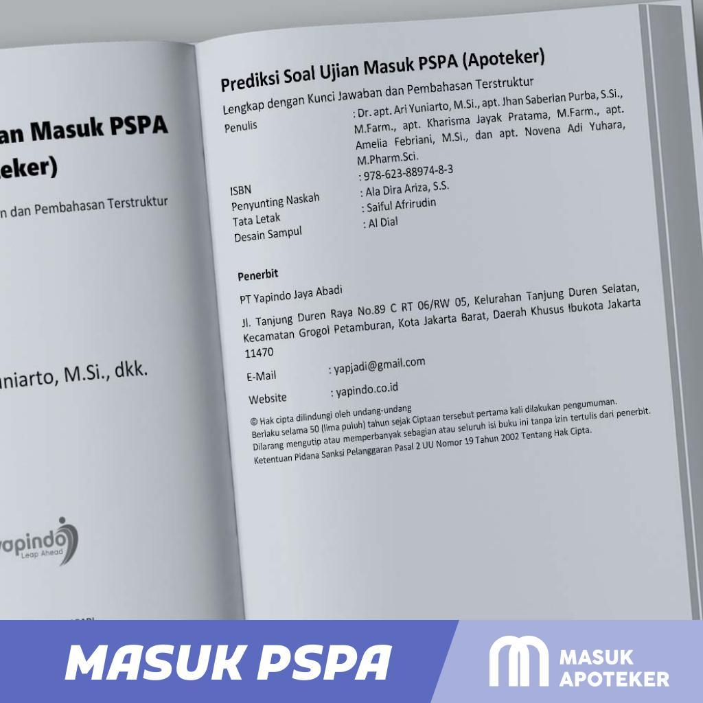 Masuk Apoteker Buku Dan Bimbel Prediksi Soal Ujian Masuk Pspa (Apoteker)