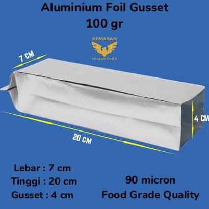 100Pcs Aluminium foil Gusset 7 x 20 Termurah / Kantong Gusset, Kemasan Gusset