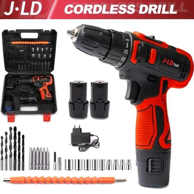 Promo (COD) CORDLESS DRILL JLD 12V MERAH MESIN BOR 12V JLD TOOL Diskon