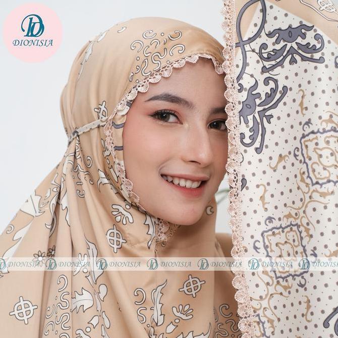 Promo Katriella - Mukena Dewasa Mukenah Travel Jumbo Silky Motif Batik 2 in 1 Aghnia Bunga Kain Musl