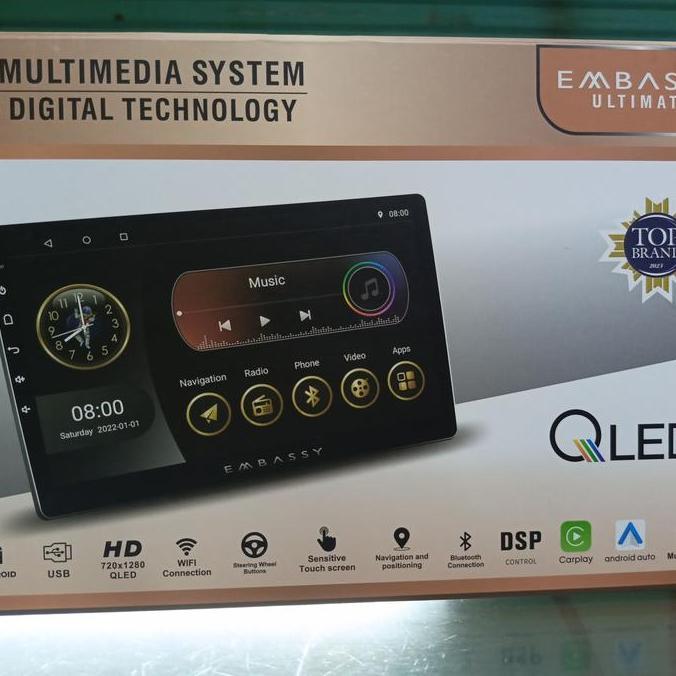 '' HEAD UNIT ANDROID EMBASSY 9INCH RAM 2-32 LAYAR  QLED *