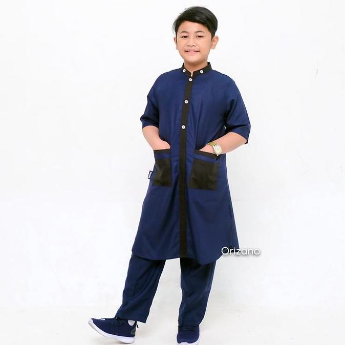 Promo Set Baju Koko Anak Cowok Orizano Model ARKA Toyobo Fodu Import - Lengan Pendek - Lebaran Disko