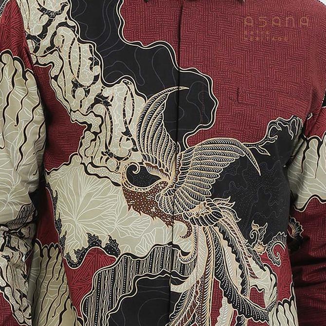 Kemeja Asana Batik Lengan Pendek Daa - Maroon