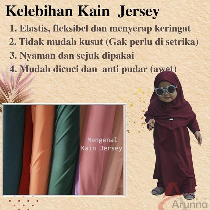 Baju Lebaran Anak Perempuan 2025 Gamis Abaya Jersey Set Hijab Syar'I Umur 1 - 9 Tahun Model Terbaru