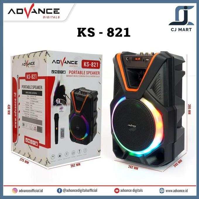 Jdg- Speaker Advance Bluetooth Music Karaoke Ks821 8 Inch Free Mic Ks-821