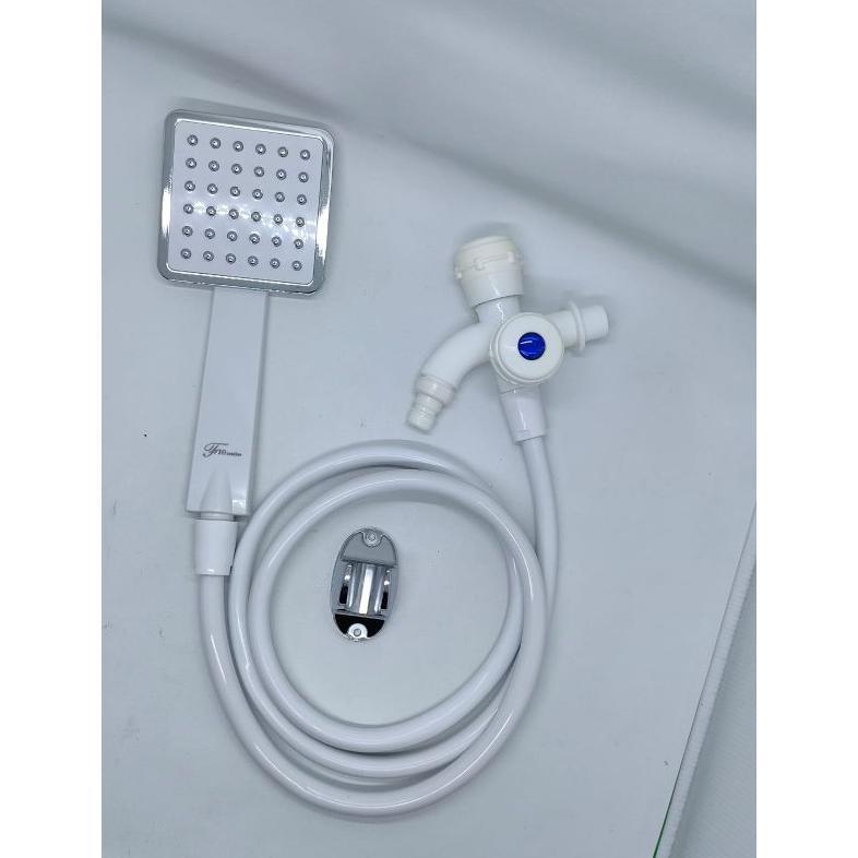 paket shower mandi set kran cabang putih/paket murah mewah shower mandi set kran
