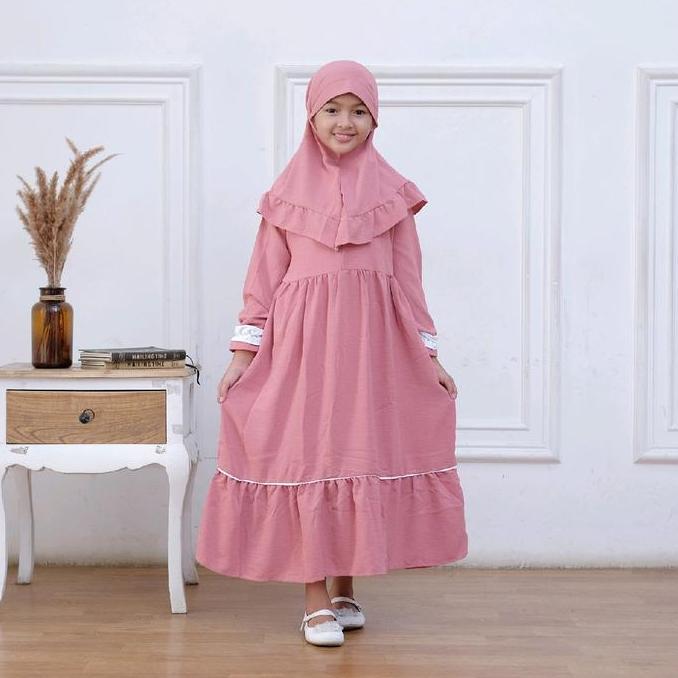Gamis Set Hijab Anak Perempuan Umur 3-8 Tahun