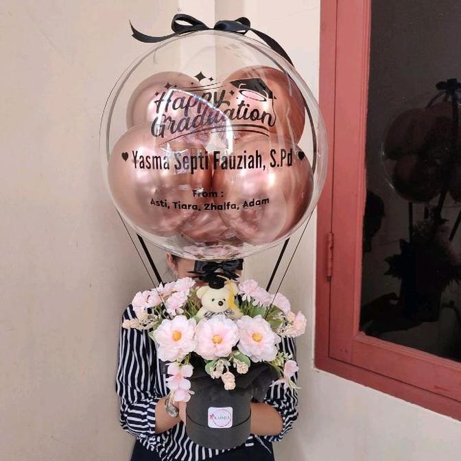 Flowbty- Buket Balon Bunga Buket Balon Small Boneka Mini