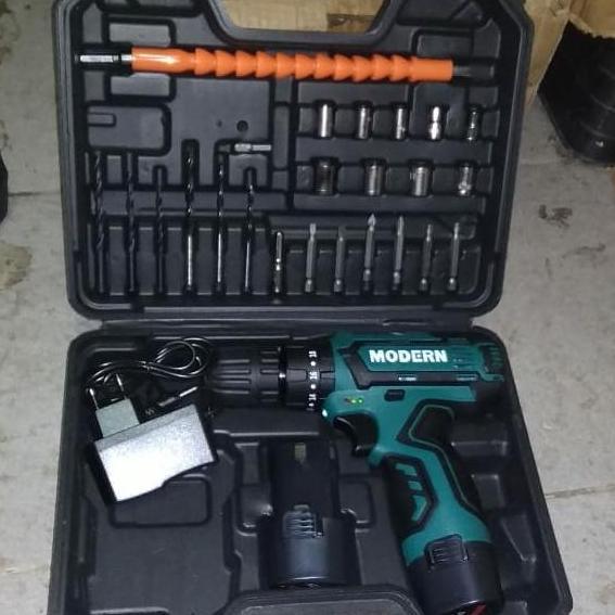 :=:=:=:=] Modern M15 BOR Impact Cordless Modern Bor Tembok Baterai Bor Cas