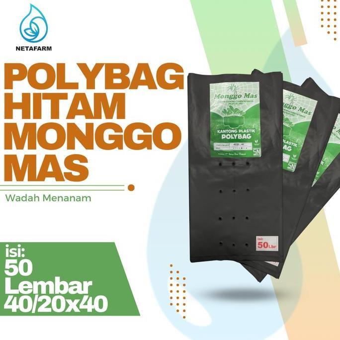 Ready oke] POLYBAG HITAM MERK MONGGO MAS UKURAN 40/20X40 - 1pack