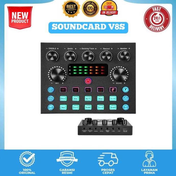 Soundcard V8S Mixer USB External Sound Card Bluetooth Amplifier Effect Alat Audio Equalizer TERBAIK