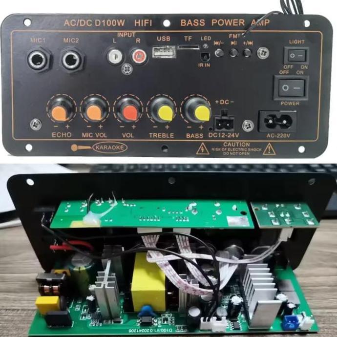 D100 Amplifier Board Audio Bluetooth 5.4 USB FM Radio TF HI-FI Subwoofer Power Amp High Bass - 100-3
