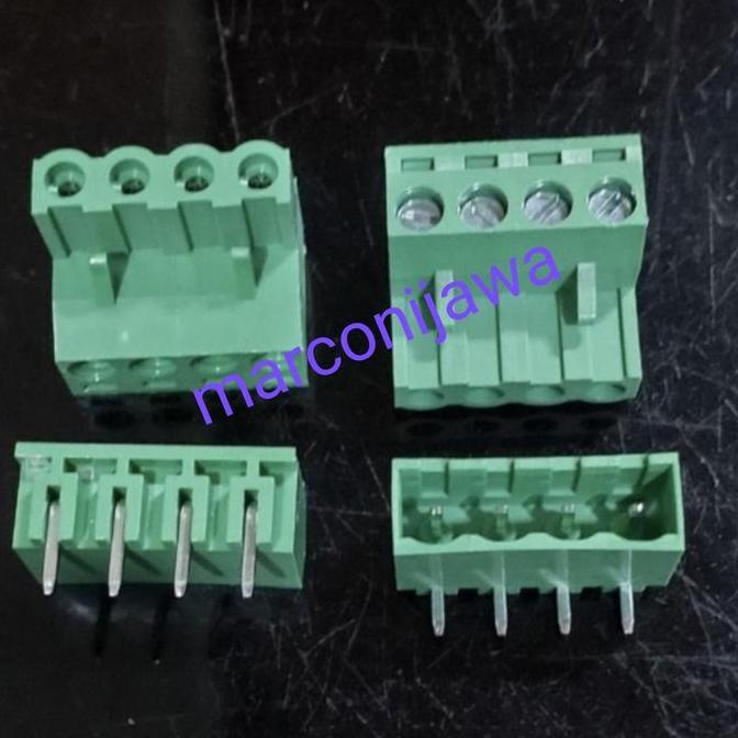 terminal blok 4pin siku hijau