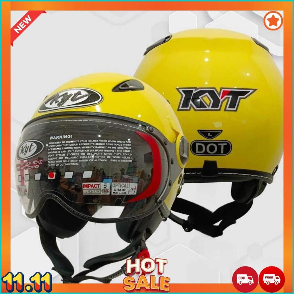 Helm Kyt Elsico Solid Lemon Yellow Half Face Kyt Helm Half Face Kyt Elsico Lemon Yellow [H2]