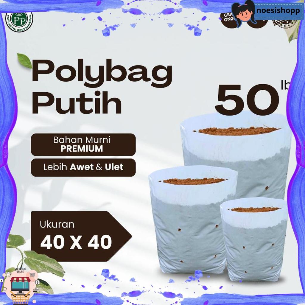 Polybag Putih 40 x 40 Isi 50 Lembar - Polybag Putih / Putih-Hitam Super